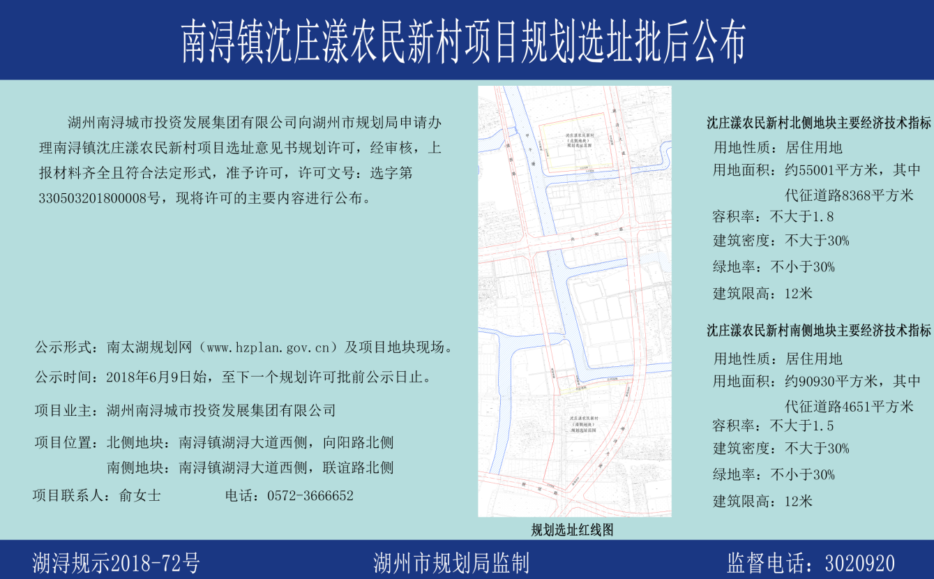 南浔镇沈庄漾农民新村项目规划选址批后公布